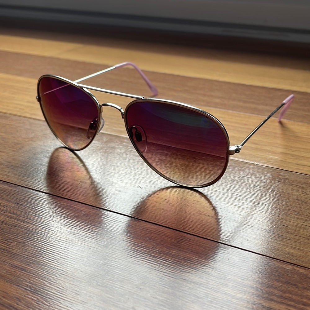Purple Ombré Mirrored Aviator Fashion Sunglasses